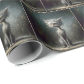 Papier Cadeau Scruffy Street Cat (Coin rond)