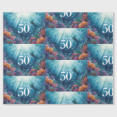 Papier Cadeau Scuba 50th birthday underwater birthday card (Plat)