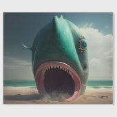 Papier Cadeau Sculpture de requin sur la plage (Plat)