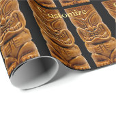 Papier Cadeau Sculpture Gold Tiki Thunder_Cove (Coin rond)