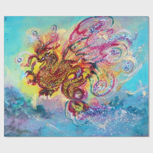 Papier Cadeau SEA DRAGON Aqua Imaginaire bleu (Plat)