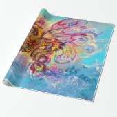 Papier Cadeau SEA DRAGON Aqua Imaginaire bleu (Déroulé)