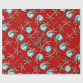 Papier Cadeau Sea Life Motif tropical Red Christmas (Plat)
