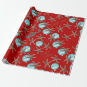 Papier Cadeau Sea Life Motif tropical Red Christmas (Déroulé)