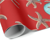 Papier Cadeau Sea Life Motif tropical Red Christmas (Coin rond)