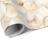 Papier Cadeau Sea Shells Crème Sable Côte d'Ivoire Mariage (Coin rond)