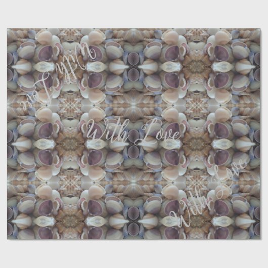 Papier Cadeau Sea Shells Motif, texte personnalisé Avec amour (Plat)