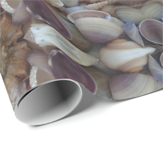 Papier Cadeau Sea Shells Motif, texte personnalisé Avec amour (Coin rond)