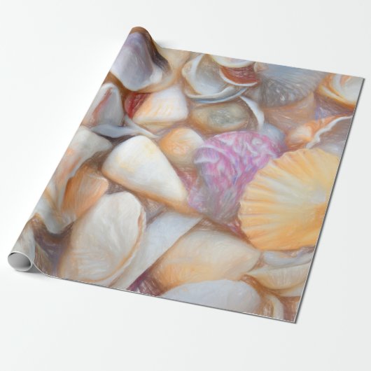 Papier Cadeau Sea Shells Ocean Beach Découpage Art Design (Déroulé)