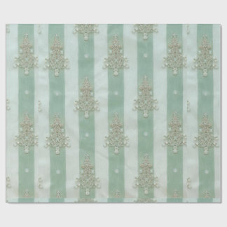 Papier Cadeau Seafoam Stiped Velvet-Look Diamond Trees