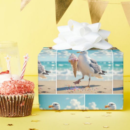 Papier Cadeau Seagull Holding an Ice Cream Cone (Fête d'anniversaire)