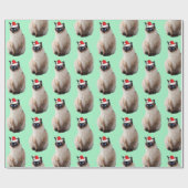 Papier Cadeau Seal Point Siamese avec le chapeau de Père Noël (Plat)