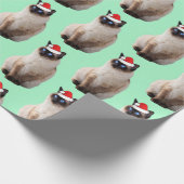 Papier Cadeau Seal Point Siamese avec le chapeau de Père Noël (Coin)