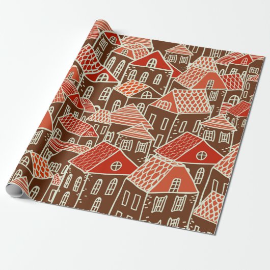 Papier Cadeau Seamless city pattern in (Déroulé)