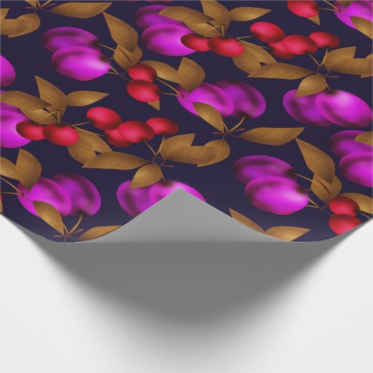 Papier Cadeau Seamless dark plum fruits purple berries cherry (Coin)