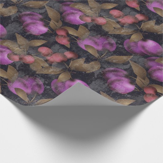 Papier Cadeau Seamless dark plum fruits purple berries cherry (Coin)