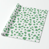Papier Cadeau Seamless Lucky Four-Leaf Clover Pattern (Déroulé)