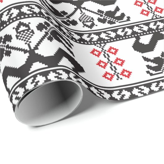 Papier Cadeau Seamless pattern design inspired by Romanian tradi (Coin rond)