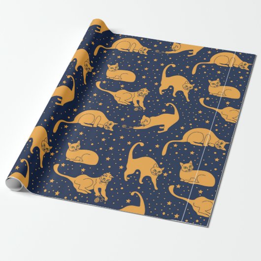 Papier Cadeau Seamless pattern, funny cats in everyday poses, pl (Déroulé)