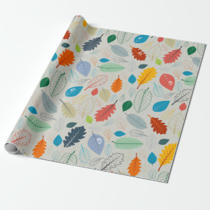 Papier Cadeau Seamless Pattern - vintage Autumn Leaves Illustrat