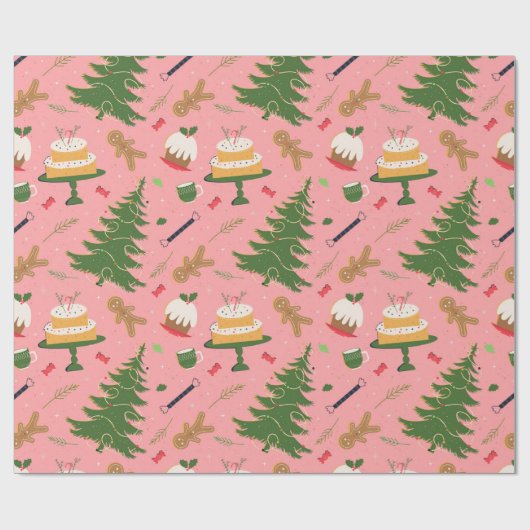 Papier Cadeau Seamless pattern with a retro Christmas tree (Plat)