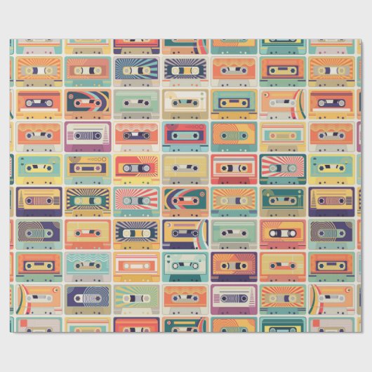 Papier Cadeau Seamless pattern with audio cassette tapes in a re (Plat)