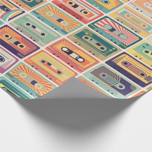 Papier Cadeau Seamless pattern with audio cassette tapes in a re (Coin)