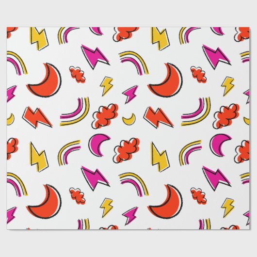 Papier Cadeau Seamless pattern with cloud lightning bolt rainbow (Plat)