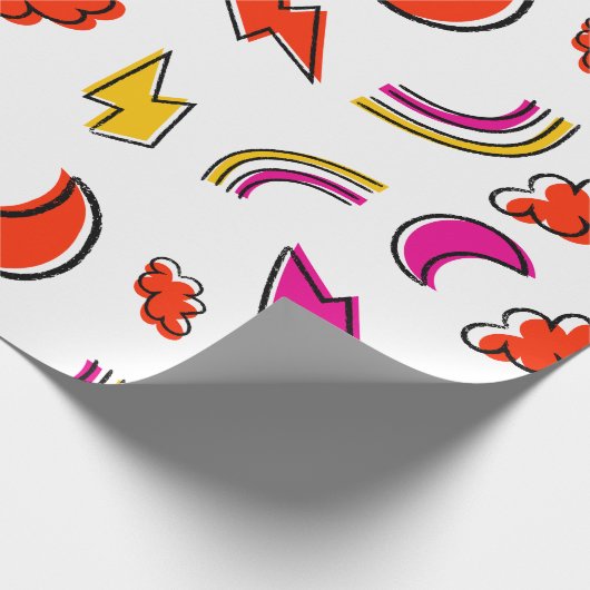 Papier Cadeau Seamless pattern with cloud lightning bolt rainbow (Coin)