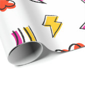 Papier Cadeau Seamless pattern with cloud lightning bolt rainbow (Coin rond)