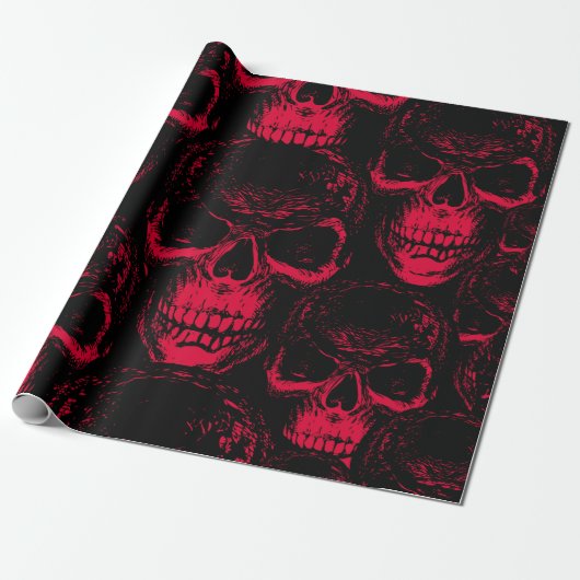 Papier Cadeau Seamless pattern with hand-drawn sinister human sk (Déroulé)