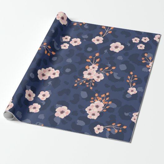 Papier Cadeau Seamless pattern with leopard skin and pink small (Déroulé)