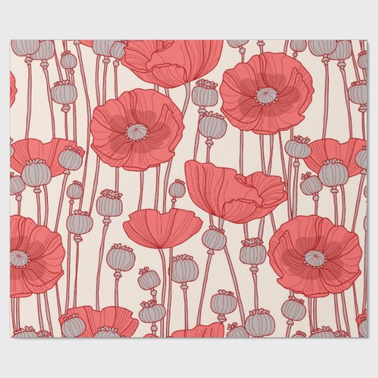 Papier Cadeau Seamless pattern with poppies. (Plat)