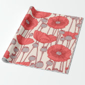 Papier Cadeau Seamless pattern with poppies.  (Déroulé)