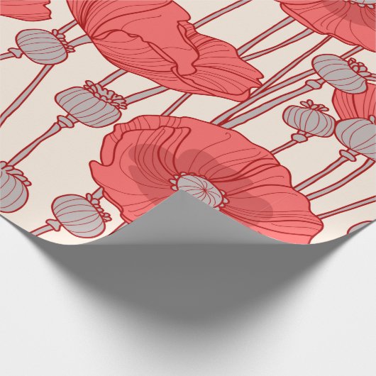 Papier Cadeau Seamless pattern with poppies.  (Coin)