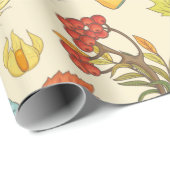 Papier Cadeau Seamless pattern with pumpkins, autumn leaves, app (Coin rond)
