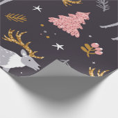 Papier Cadeau  seamless pattern with reindeer, fir trees and sno (Coin)