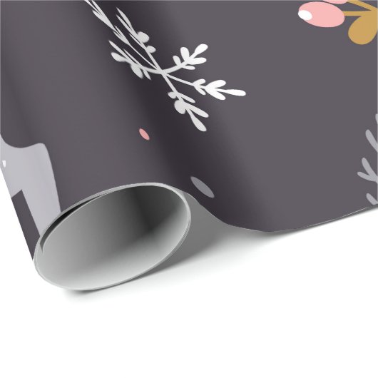 Papier Cadeau seamless pattern with reindeer, fir trees and sno (Coin rond)