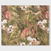 Papier Cadeau Seamless pattern with tropical leaves and flowers. (Plat)