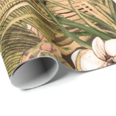 Papier Cadeau Seamless pattern with tropical leaves and flowers. (Coin rond)