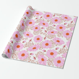 Papier Cadeau Seamless pink daisy flower vintage pattern on whit