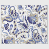 Papier Cadeau Seamless traditional Indian blue paisley patternpa (Plat)