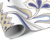 Papier Cadeau Seamless traditional Indian blue paisley patternpa (Coin rond)