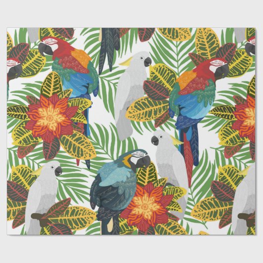Papier Cadeau Seamless tropical pattern with parrots. (Plat)