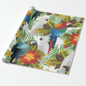 Papier Cadeau Seamless tropical pattern with parrots. (Déroulé)