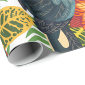 Papier Cadeau Seamless tropical pattern with parrots.  (Coin rond)