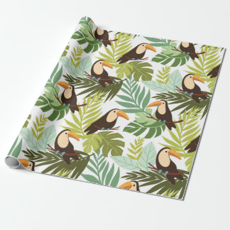Papier Cadeau Seamless tropical pattern with toucan and palm lea