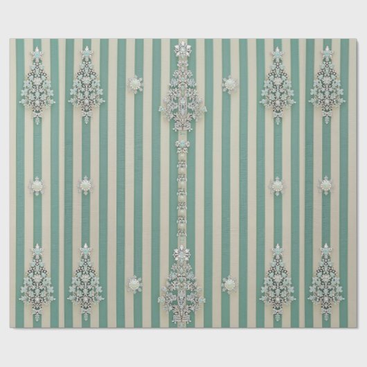 Papier Cadeau Seaoam Striped Crystal Trees (Plat)