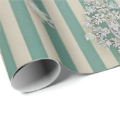 Papier Cadeau Seaoam Striped Crystal Trees (Coin rond)