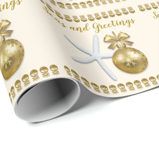 Papier Cadeau Seas et salutations Tropical Noël envelopper cadea (Coin rond)